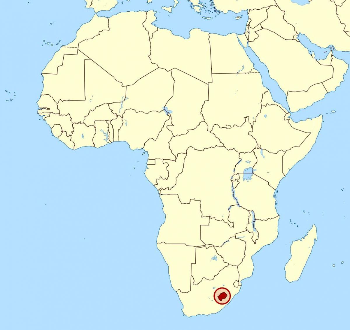 Лесото в Африке на карте